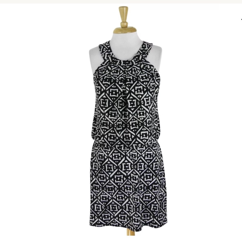 ❌SOLD❌WHBM Geometric Print Jersey Blouson Tunic Dress